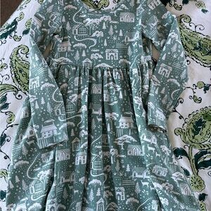 Hanna Andersson Sage Green & White Scenic Print Dress